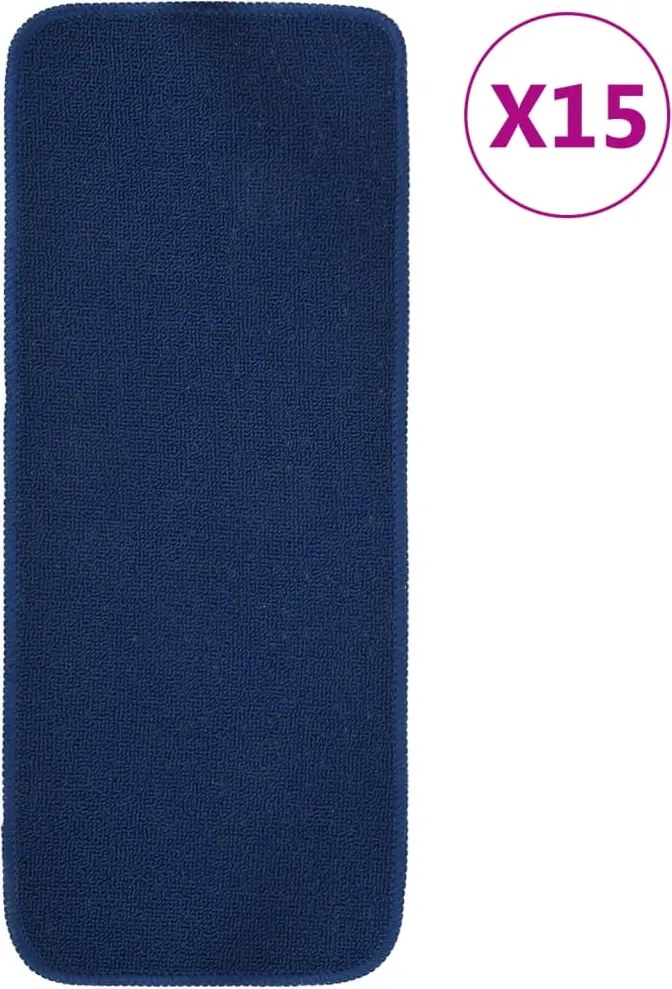 vidaXL 15 db sötétkék négyszögű csúszásmentes lépcsőszőnyeg 60 x 25 cm