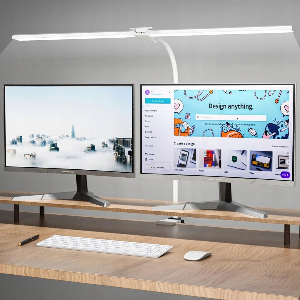 Hensam LED-es asztali lámpa 80cm-es kapoccsal, dupla díszléc 1800lm állítható