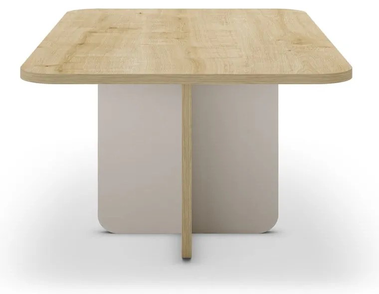 Krémszínű-natúr színű dohányzóasztal tölgyfa dekoros asztallappal 56x100 cm Hillary – Marckeric