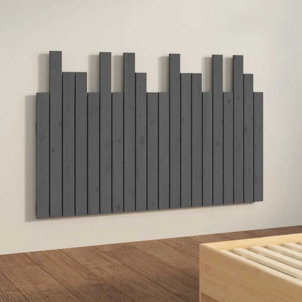 szürke tömör fenyőfa fali fejtámla 127,5 x 3 x 80 cm