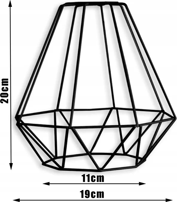 KÉSZLETKISÖPRÉS! Glimex Diamond drót búrás fekete fali lámpa kapcsolóval 1x E27
