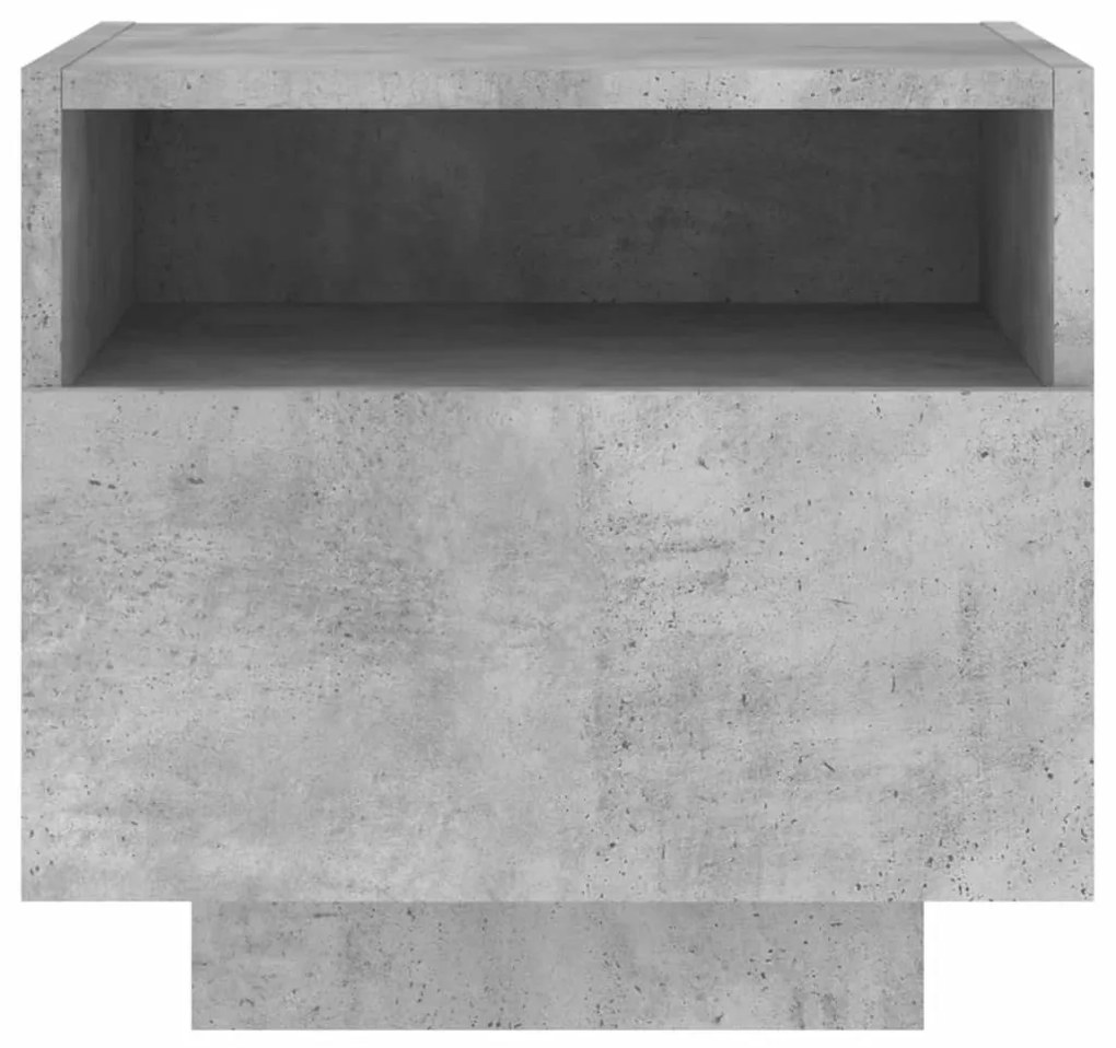 betonszürke éjjeliszekrény LED-világítással 40 x 39 x 37 cm