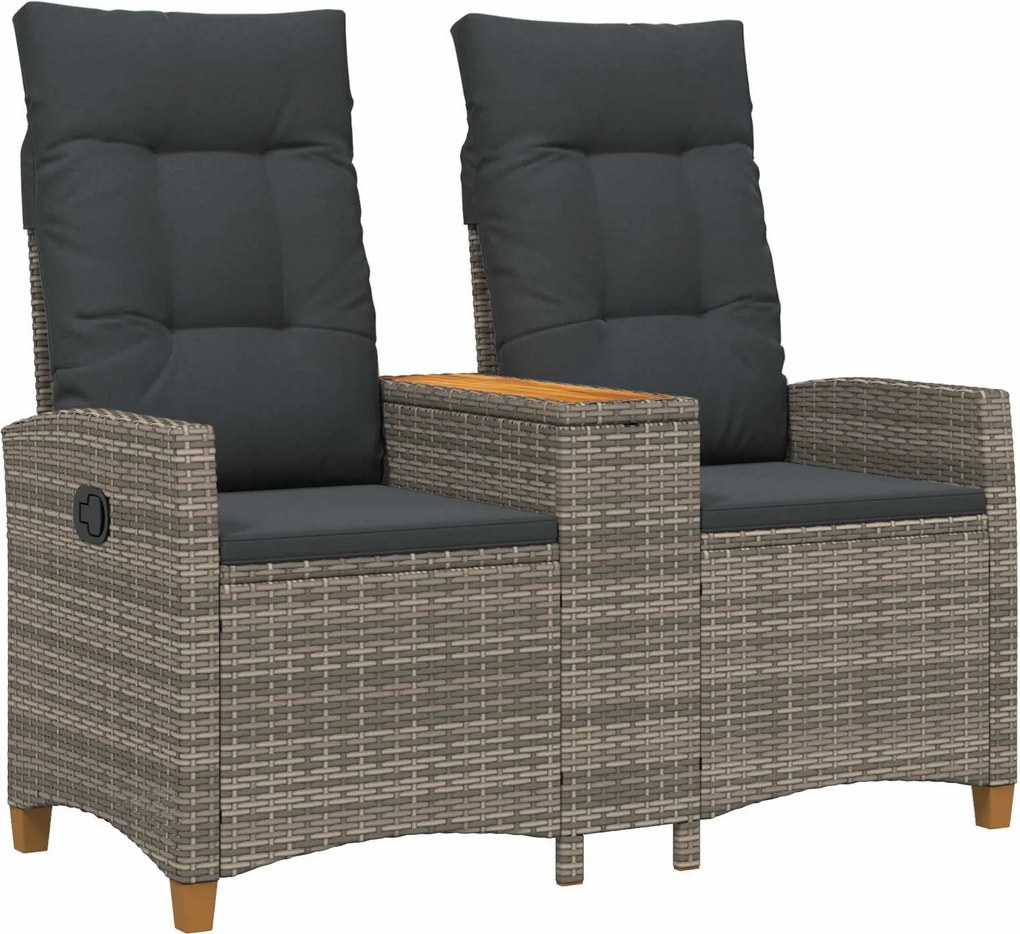 vidaXL Dönthető pad asztallal Szürke és sötétszürke 126 x 65 x 112 cm