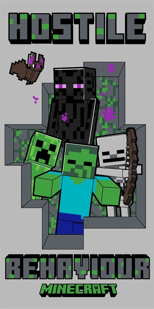 Minecraft Hostile Behaviour fürdőlepedő, strand törölköző 70x140cm