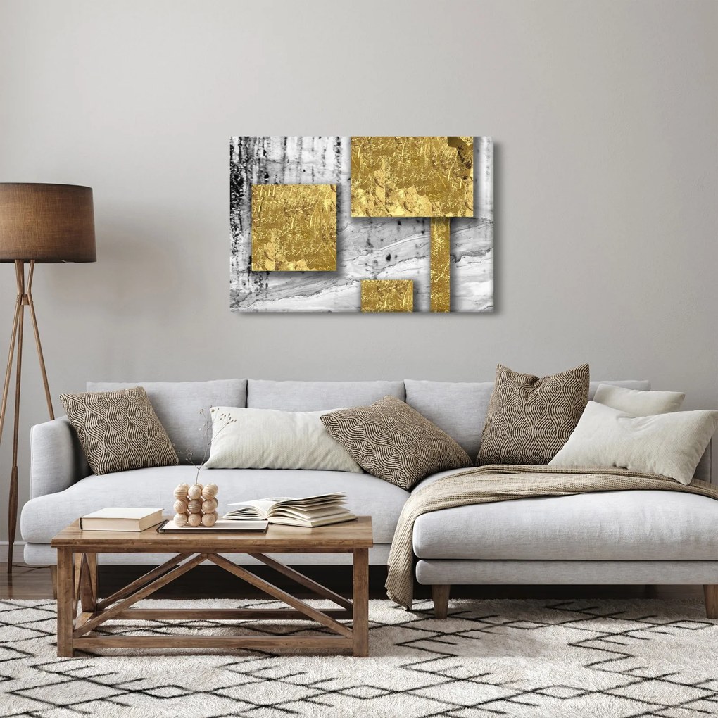 Kép - Arany négyzetek N⁰3 (90x60 cm)
