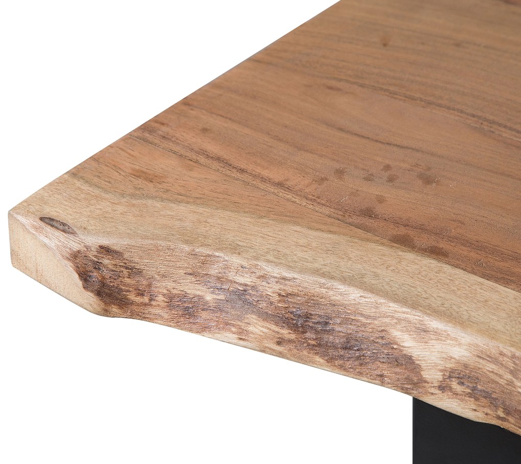 Rusztikus Fa Étkezőasztal Fekete Fém Lábazattal 200 x 95 cm HEBY Beliani