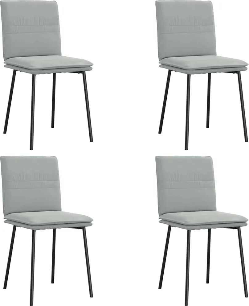 vidaXL 4 db világosszürke bársony étkezőszék