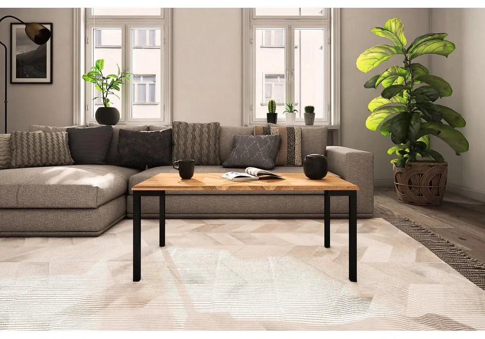 Natúr színű tölgyfa dohányzóasztal 60x80 cm Abies – The Beds