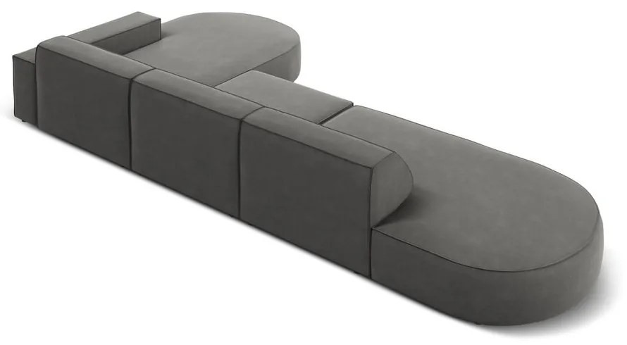 Szürke bársony sarokkanapé (jobb oldali) Jodie - Micadoni Home