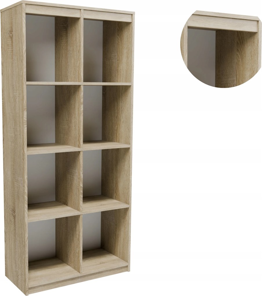 Könyvespolc R808PSON sonoma tölgy nagy nyitott könyves szekrény játék ruhák