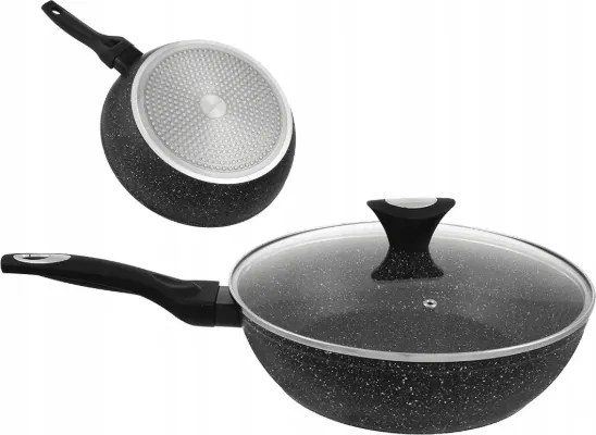 Hagyományos Mély Serpenyő Indukciós Gránit Fedővel 28 CM Klausberg