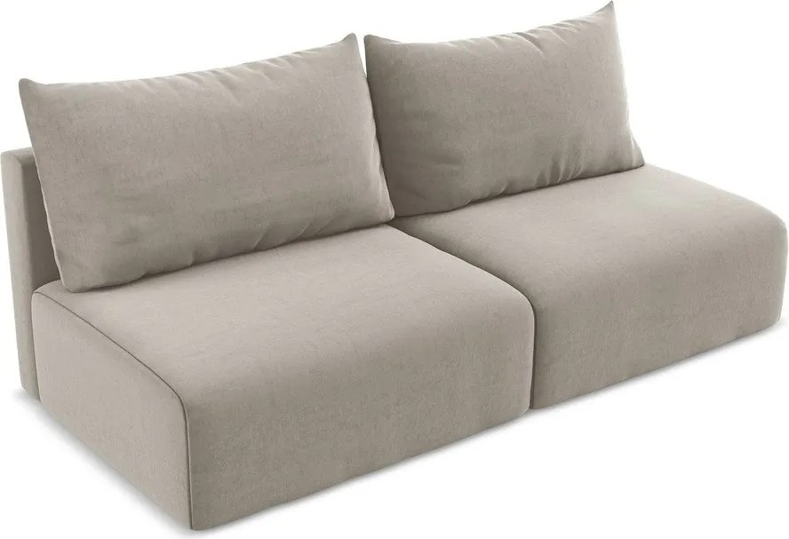 Szürkésbarna bársony kinyitható-tárolóhelyes kanapé 216 cm Kalena – Makamii