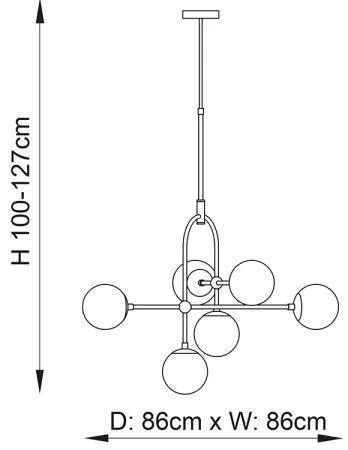 Endon 106661 - ONTARIO rúdon szerelt csillár 6xE14/7W/230V fekete/füstszínű