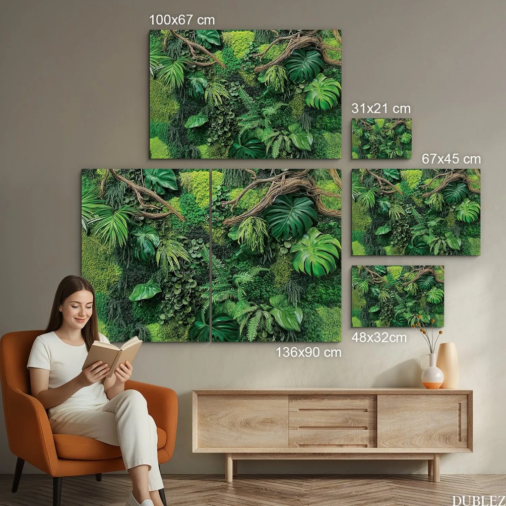 DUBLEZ | Fa falikép - Monsztera mohával