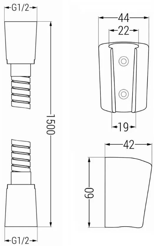 Mexen tartozékok - 1 pontos kézizuhany készlet R-40, fekete, 785406052-70