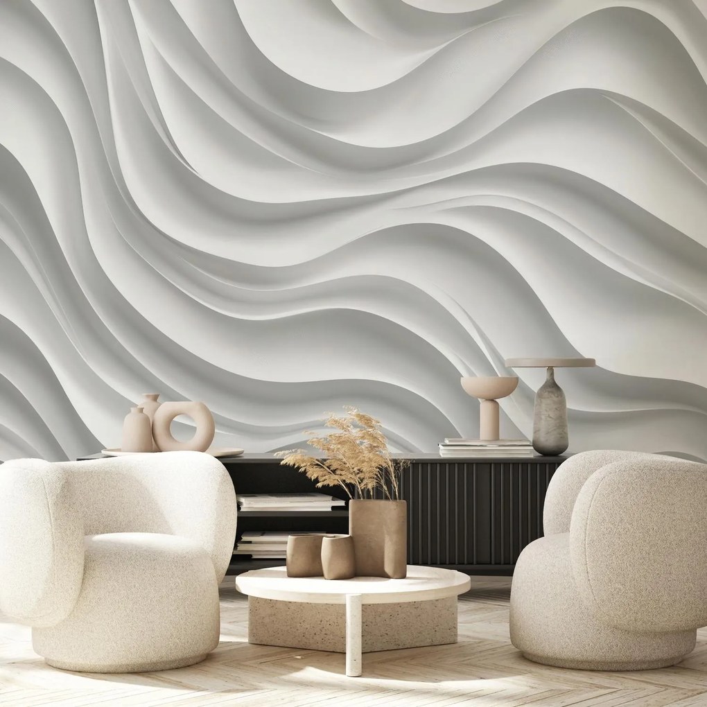 Fotótapéta - 3D fehér hullámok (147x102 cm)