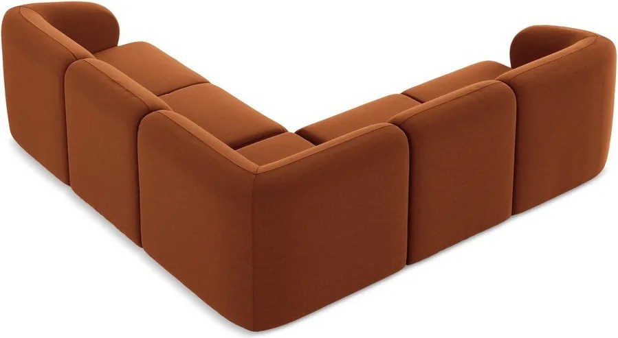 Terrakotta színű bársony sarokkanapé Lani – Makamii