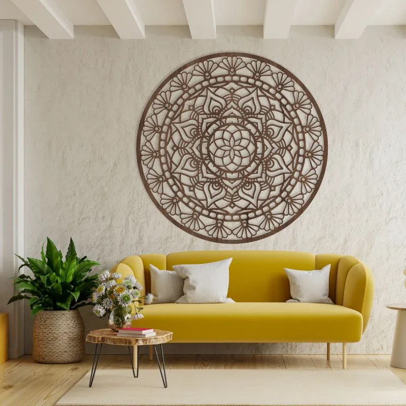 Elegáns, fából készült mandala, az élet virága - AFORDI
