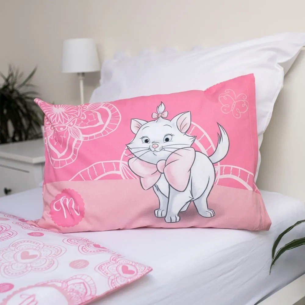 Rózsaszín pamut gyerek ágyneműhuzat babaágyhoz 100x135 cm Marie Cat – Jerry Fabrics