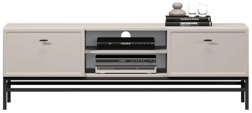 Lorini fiókos TV szekrény 150 cm - kasmír / fekete T-bar fogantyúk / keret