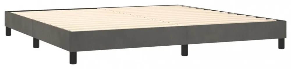 sötétszürke bársony rugós és LED-es ágy matraccal 200x200 cm