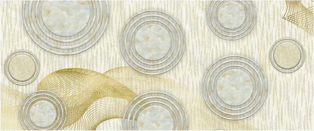 Kép - absztrakció, márvány körök (120x50 cm)