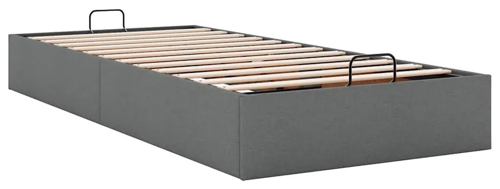 Ottomán sötétszürke szövet ágykeret matrac nélkül 90x200 cm