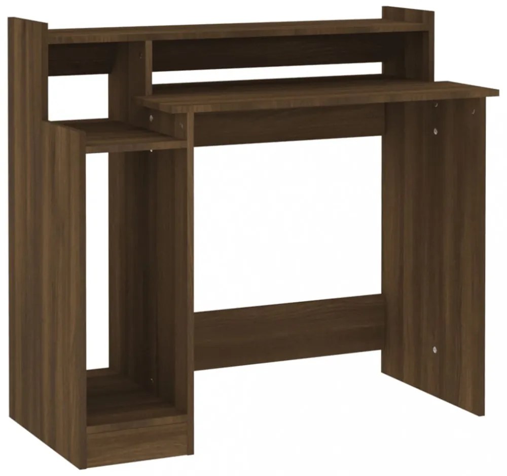 barna tölgy színű szerelt fa íróasztal LED-ekkel 97x45x90 cm