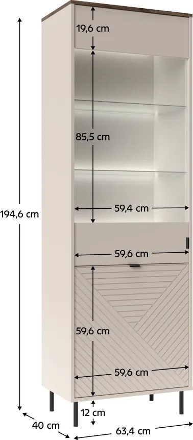 Vitrin, kasmír/castello tölgy, EYCO 1D1W