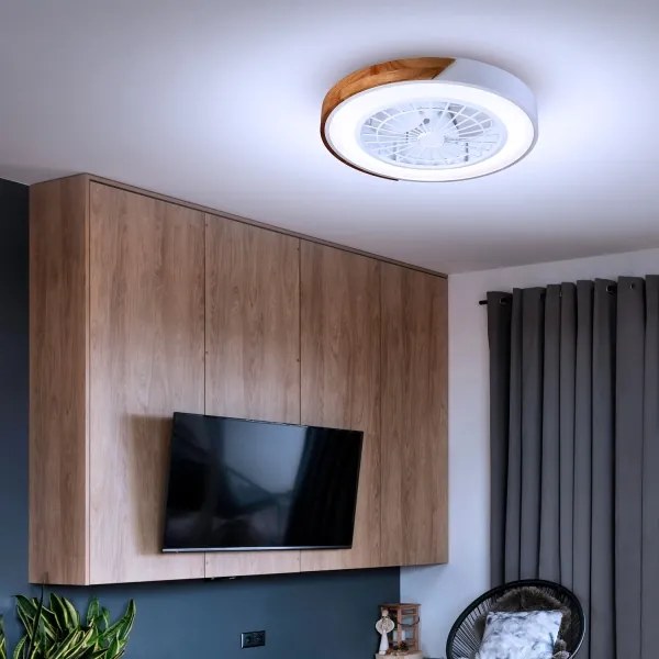 Brilagi-LED dimmelhető világítótest ventilátorral LED/30W/230V 3000-6500K fehér/tölgy + távirányító