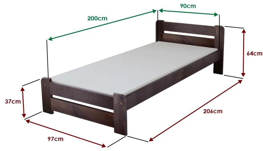 Laura ágy 90x200 cm, diófa Ágyrács: Ágyrács nélkül, Matrac: Coco Maxi 19 cm matrac
