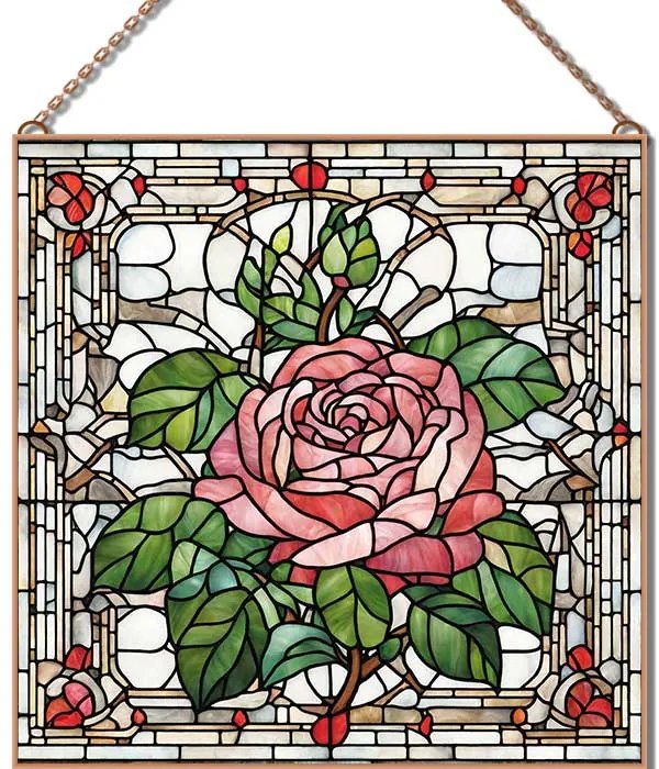 Stained-Glass-Rose-2 üvegkép, falikép