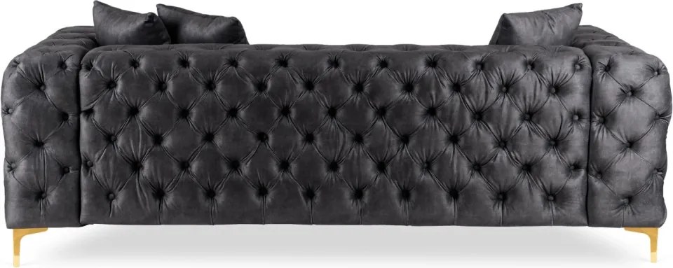 Sofa SORRENTO 3S Trzyosobowa Czarna Welurowa