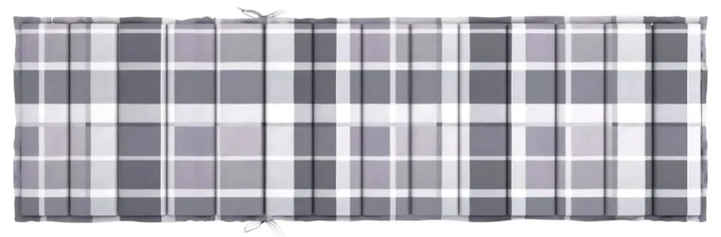szürke kockás oxford szövet napozóágy párna 200 x 70 x 3 cm