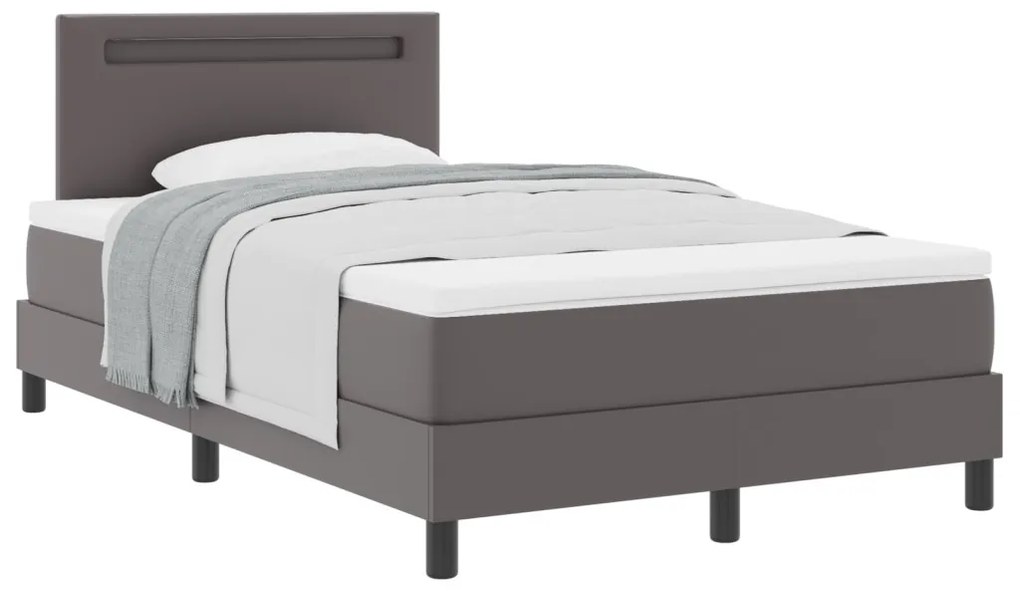Boxspring Ágy Matraccal – Szürke Kis Dupla Műbőr