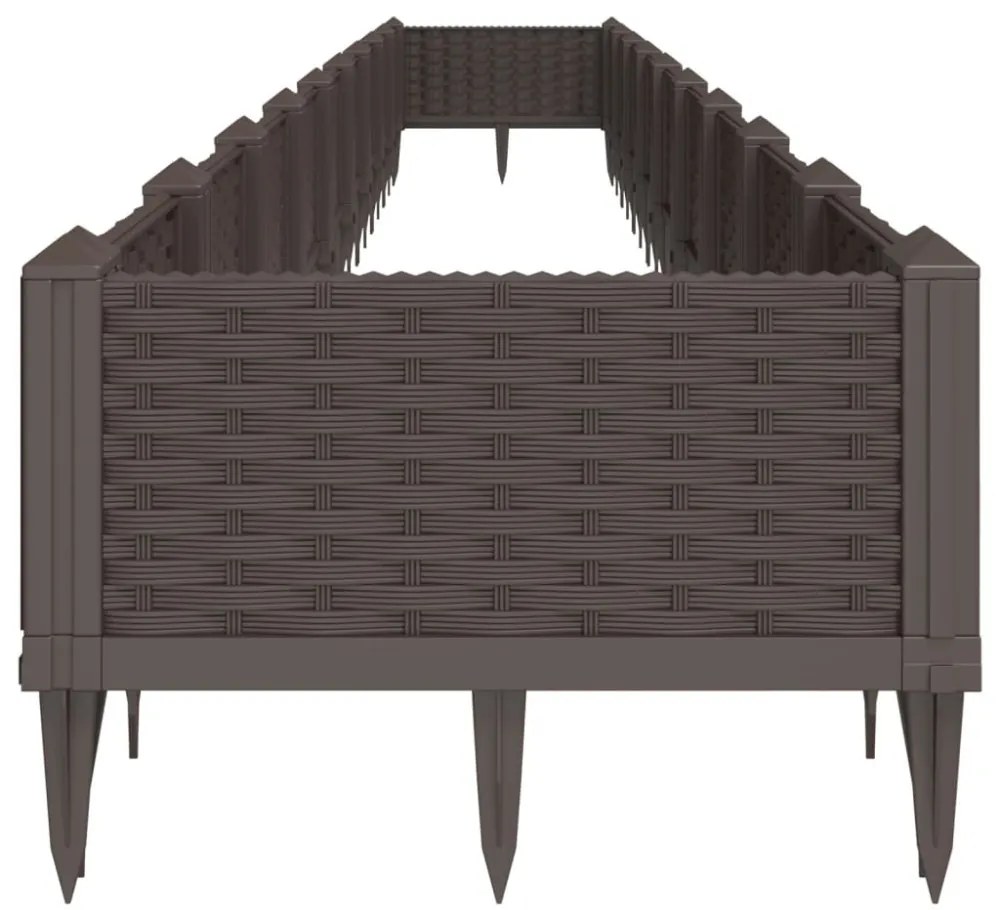 vidaXL barna polipropilén kerti virágláda cövekekkel 362,5x42,5x28,5cm
