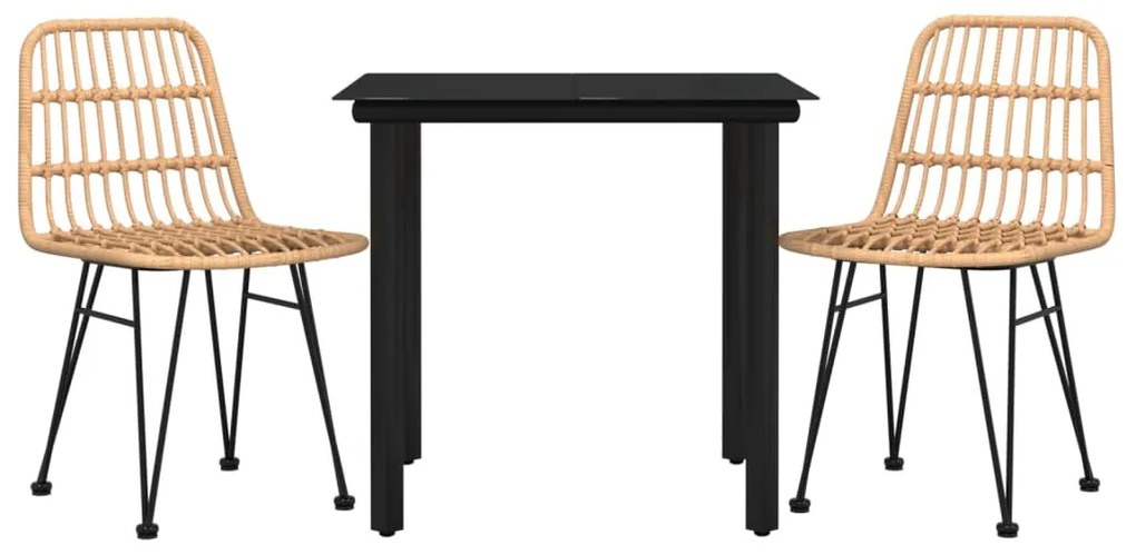 3 részes polirattan kerti étkezőgarnitúra