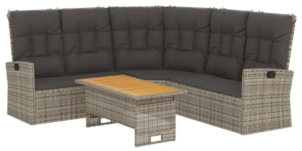 2 részes szürke polyrattan kerti ülőgarnitúra párnákkal