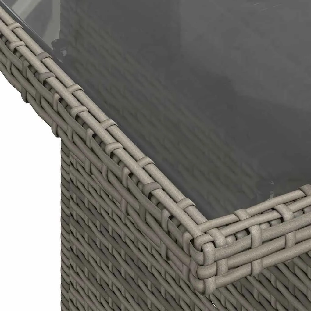 6 részes szürke polyrattan akácfa kerti ülőgarnitúra párnákkal