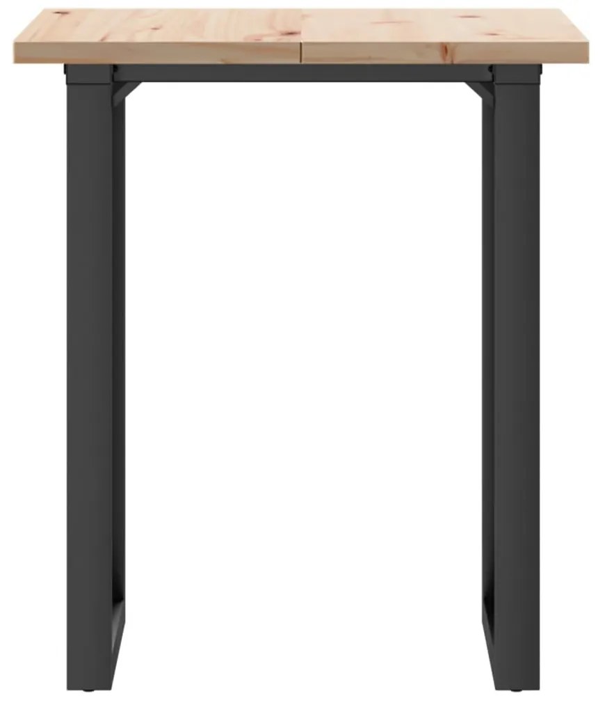 Tömör fenyőfa és acél étkezőasztal O-vázzal 70x70x75,5 cm