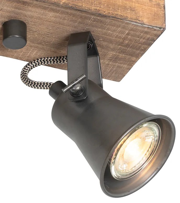 Country spotlámpa fekete fa 2-lámpás állítható - Jelle
