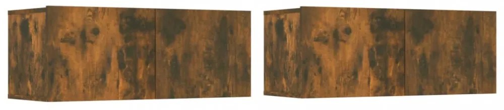 2 db füstös tölgy színű szerelt fa TV-szekrény 80 x 30 x 30 cm