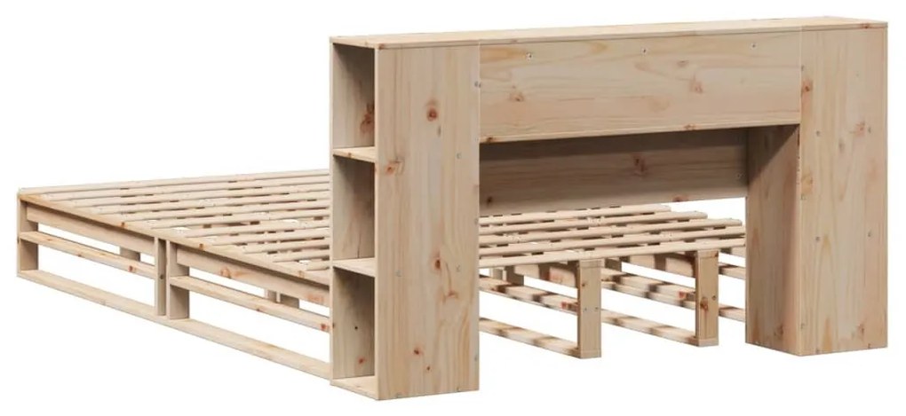 vidaXL tömör fa könyvespolcos ágy matrac nélkül 120 x 200 cm