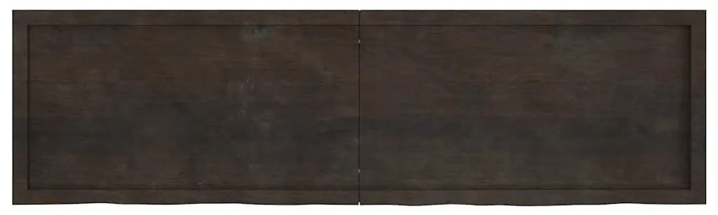 sötétbarna kezelt tömör fa fürdőszobai pult 180x50x(2-6) cm