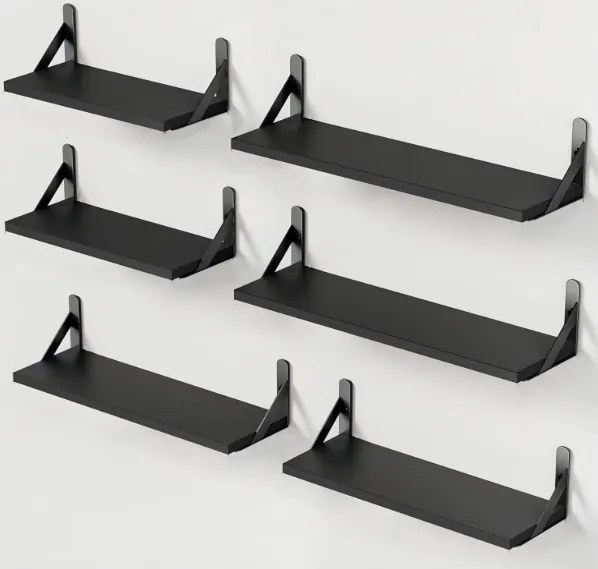 Pipishell 6 fekete loft fali polc