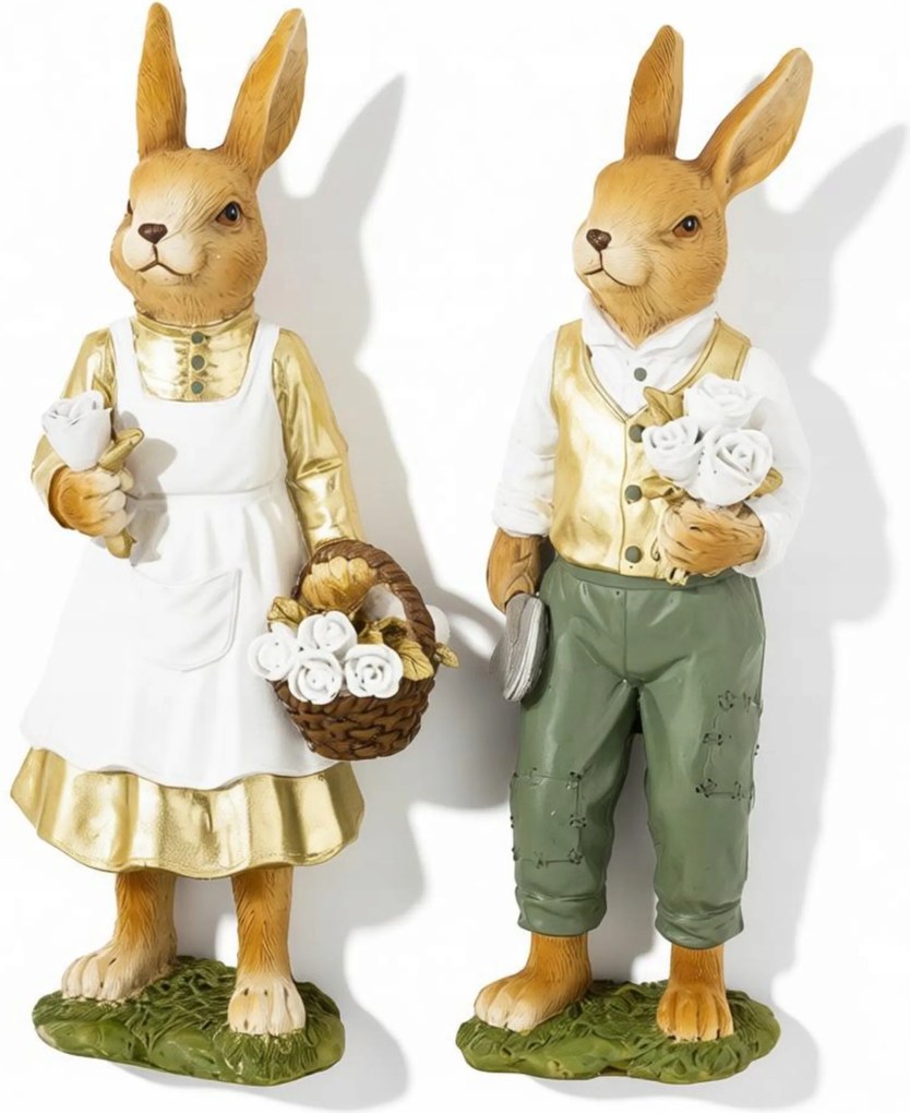 2db-os Mr. és Mrs. Nyuszi figura szett húsvéti nyuszi figura