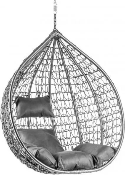 Szürke felfüggesztett KOKON szék állvány nélkül, szürke párna