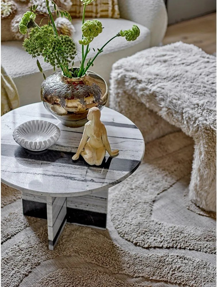 Fekete-fehér márvány kerek dohányzóasztal ø 61 cm Rosito – Bloomingville