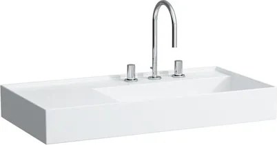 Laufen Kartell mosdó by 90x46 cm fehér színben fényes felülettel csaptelep nyílás nélkül, túlfolyás nélkül H8103390001121