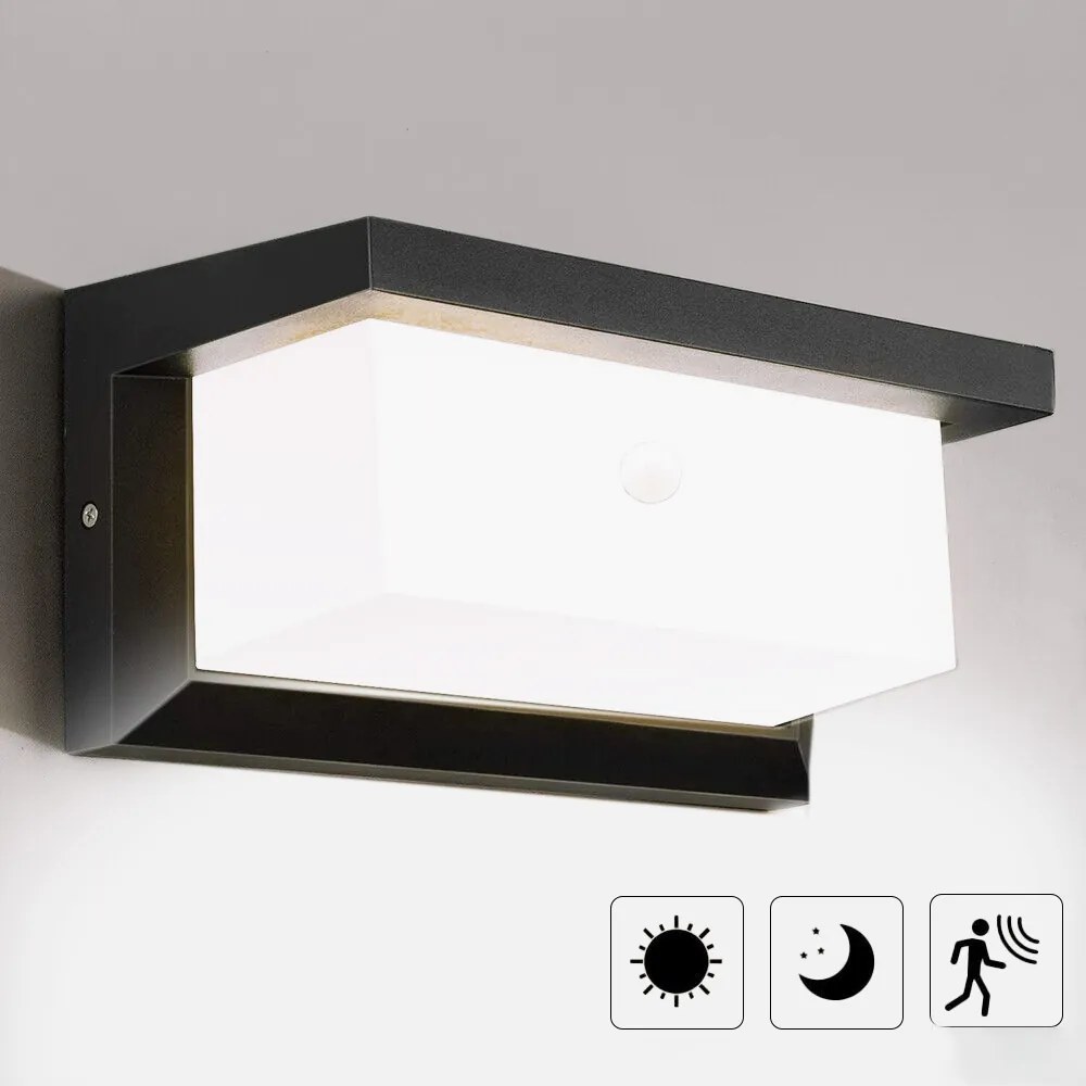 Kültéri Led Fali Lámpa Bejárati Ajtó Felett Mozgásérzékelővel Fehér Hideg